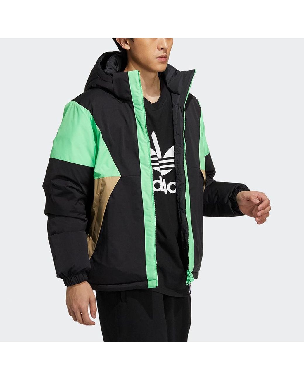 Adidas Green Originals Revers Down Jkt Reversible Sports Hooded Down Jacket for men