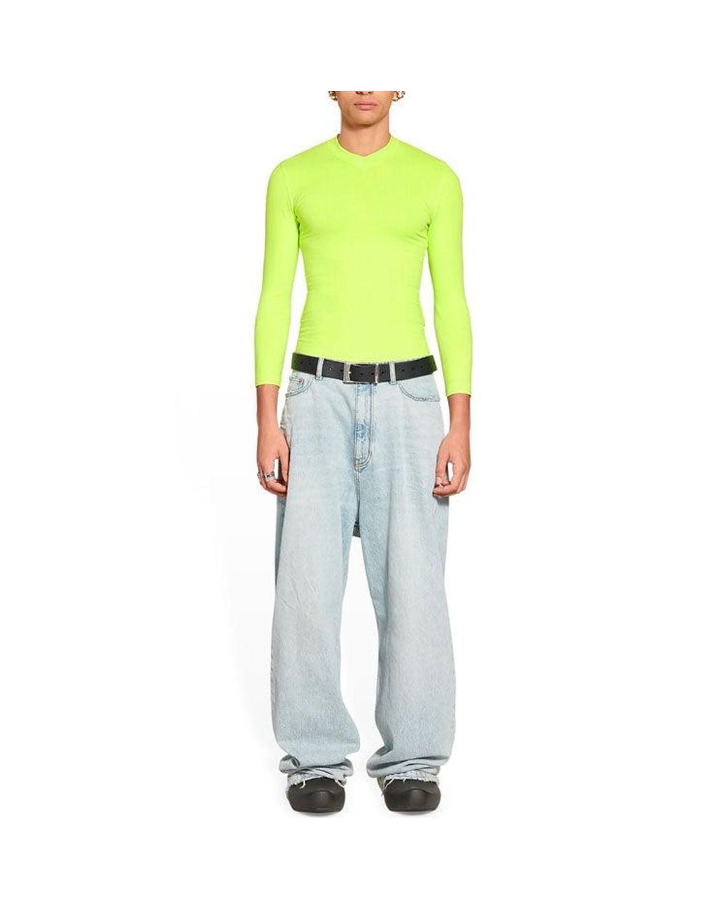 Balenciaga Yellow Crewneck Long Sleeve Top 'Fluo' for men