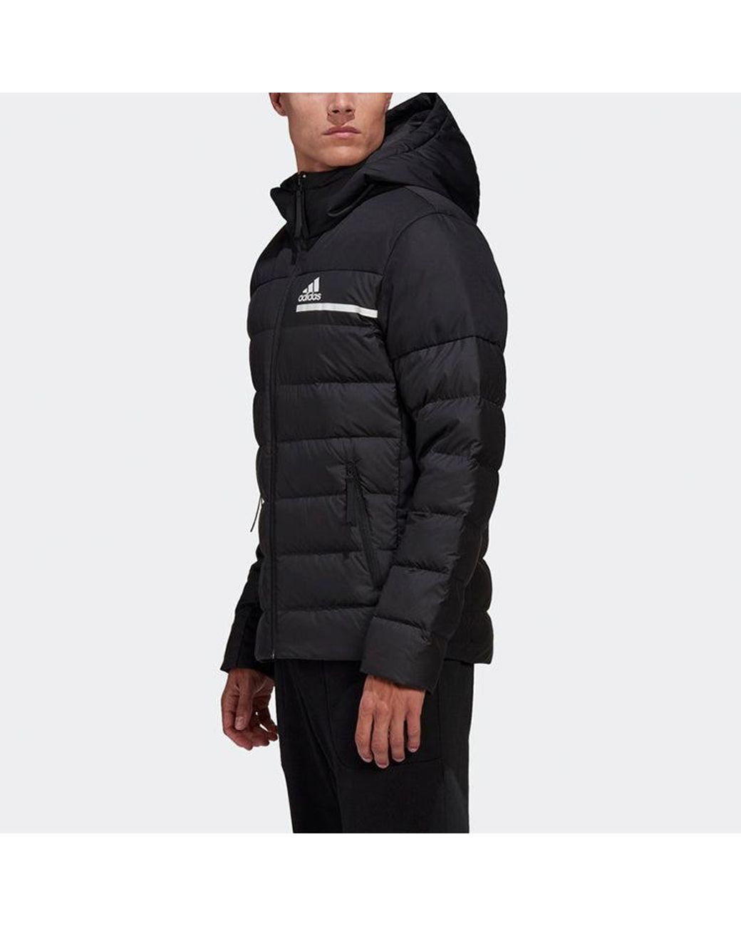 Adidas Blue Outdoor Sports Slim Fit Hooded Down Jacket for men