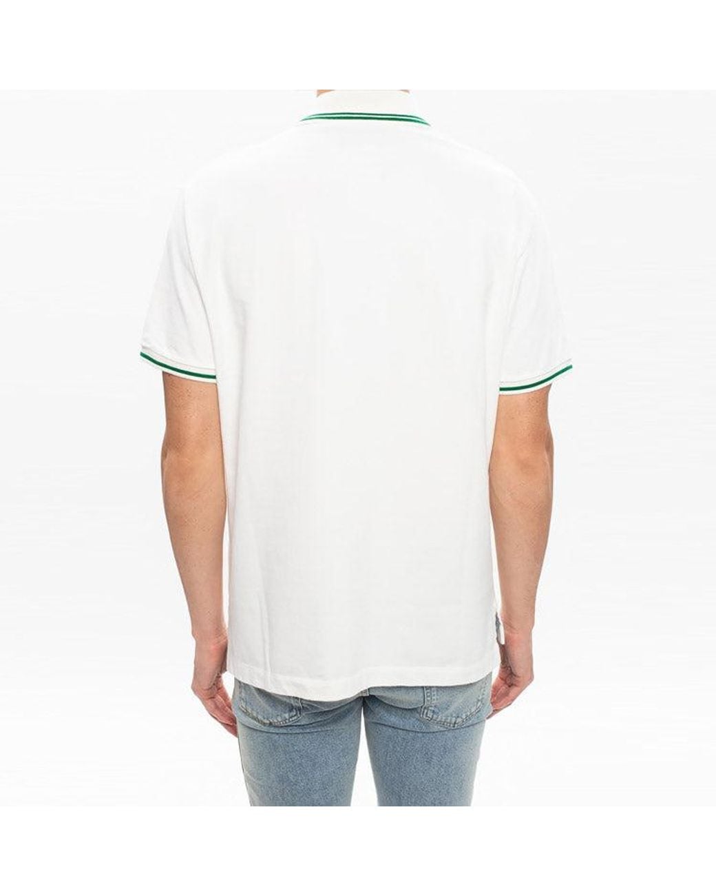 Gucci White Web Logo Cotton Polo for men