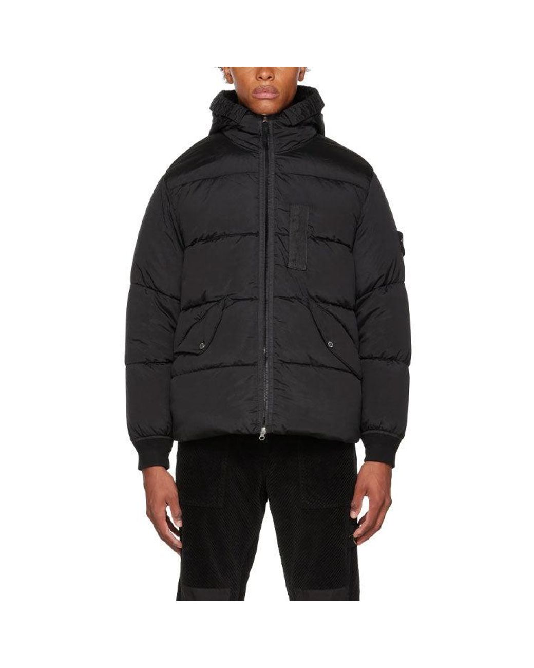 Stone Island Black Nylon Metal Hooded Down Jacket for men