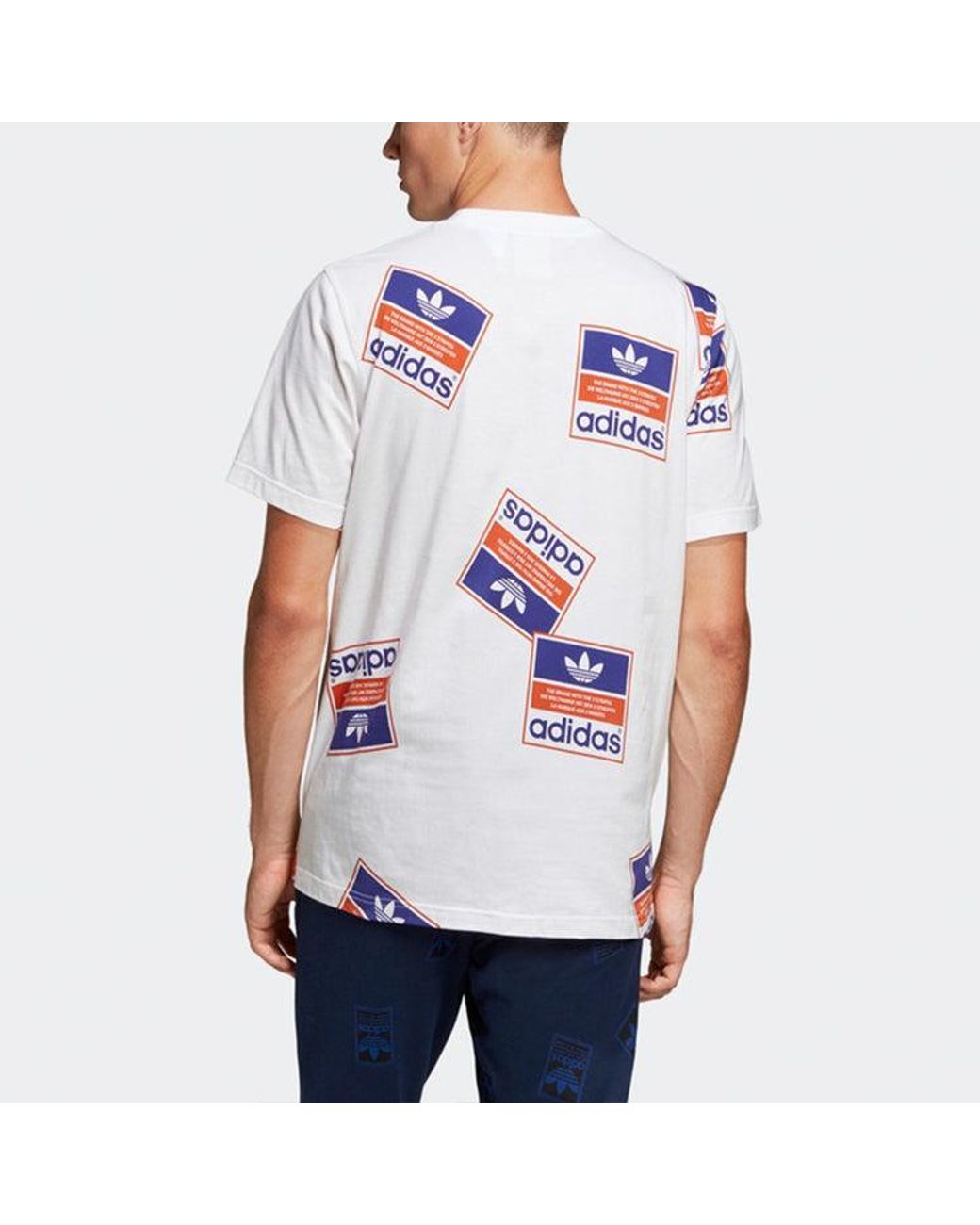 Adidas White Originals Stckerbomb Tee Round Neck Short Sleeve for men