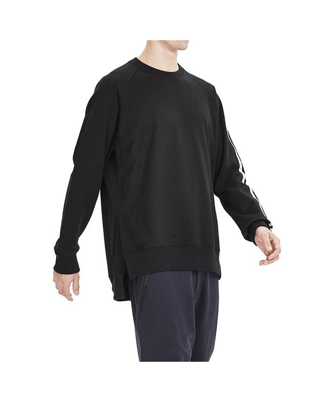 Adidas Black Y-3 3-Stripes French Terry Crew Sweatshirt for men