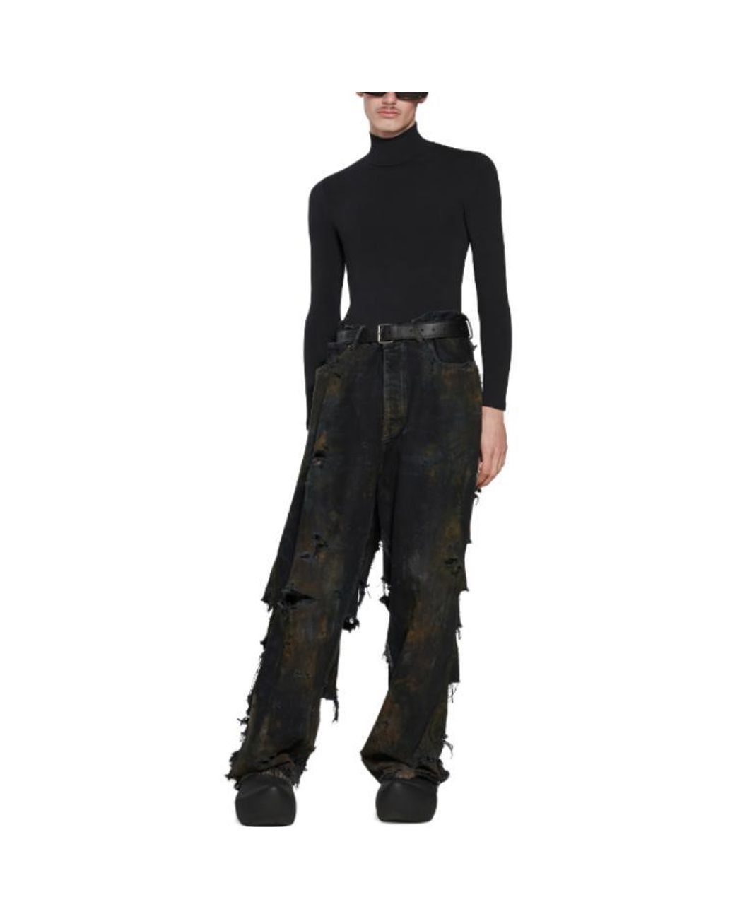 Balenciaga Black Super Destroyed Baggy Pants for men