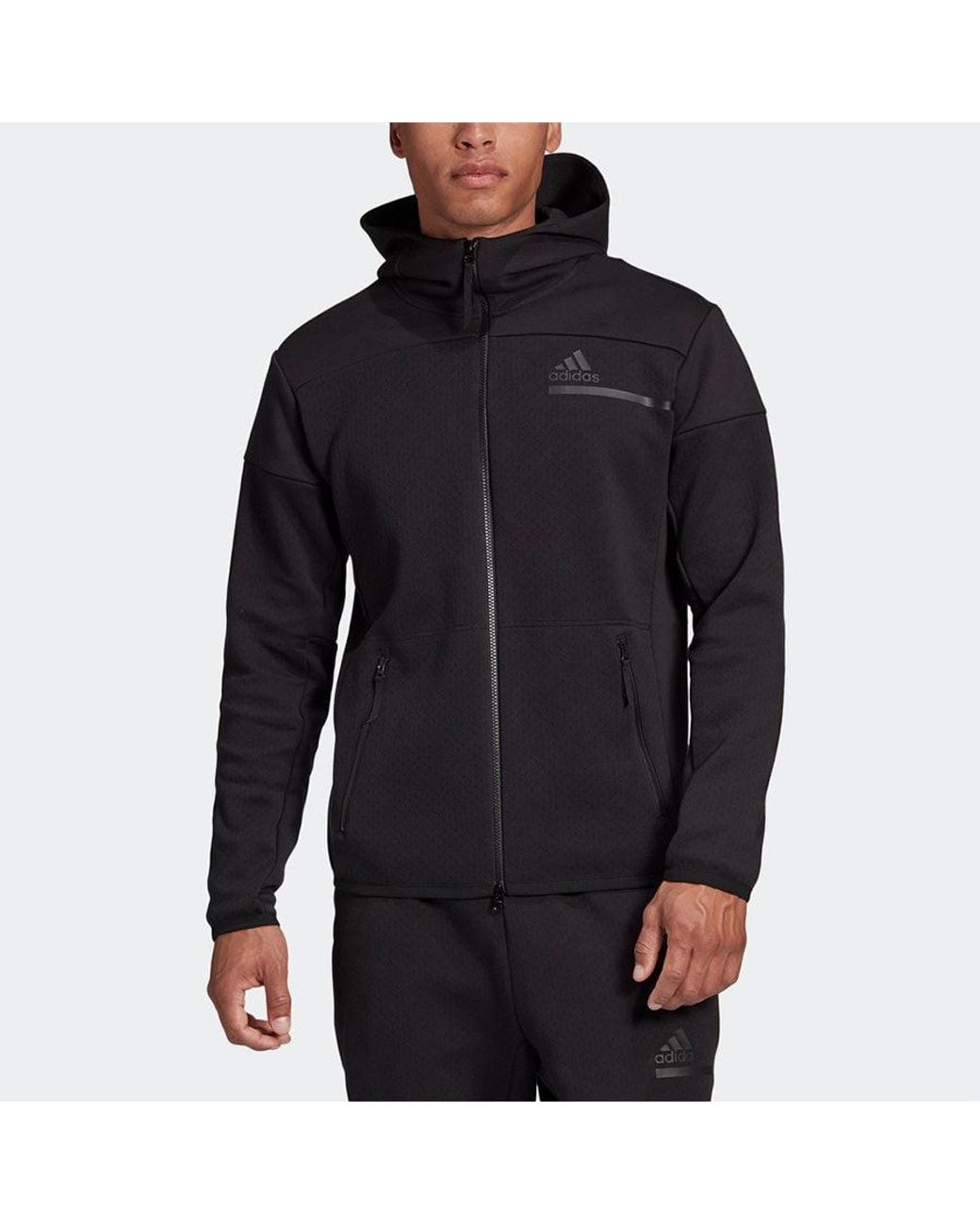 Adidas Blue Sports Stylish Zipper Hooded Jacket for men