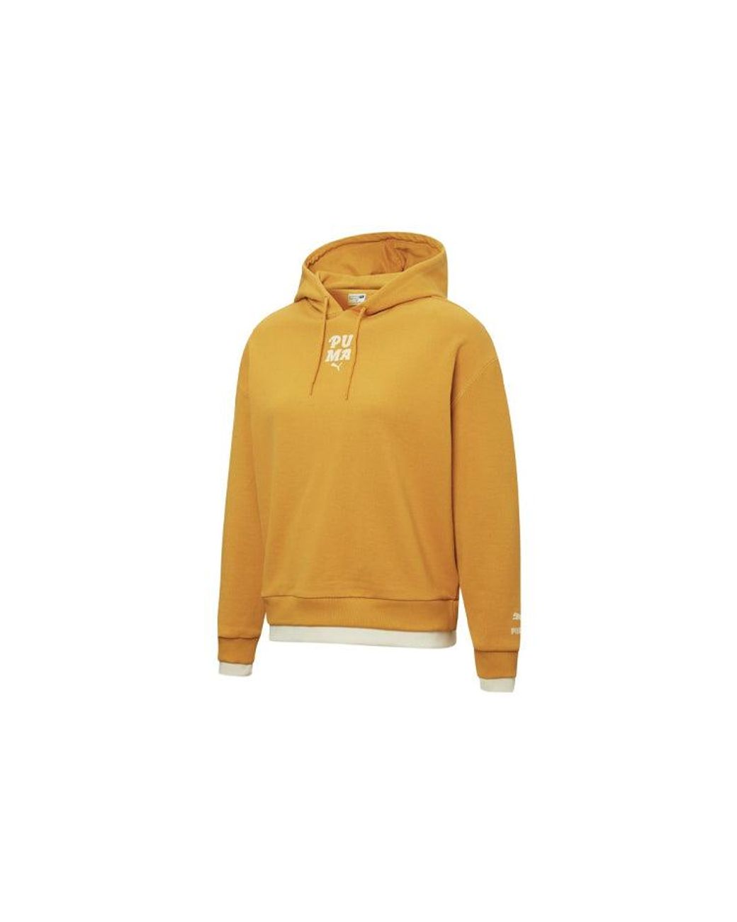 PUMA Yellow (Wmns) Layered Printing Fake Two Hoodie
