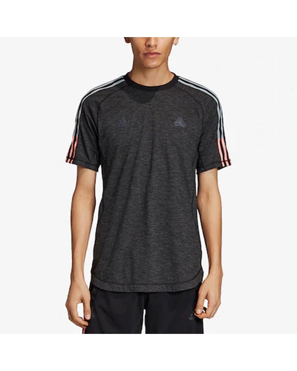 Adidas Black Tan Tec Tee 2 Soccer/Football Training Breathable Sports Short Sleeve for men