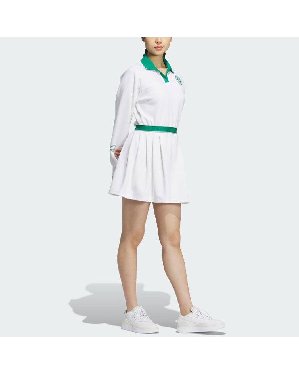 Adidas White (Wmns) Verbiage Long Sleeve Polo Dress Asia Sizing