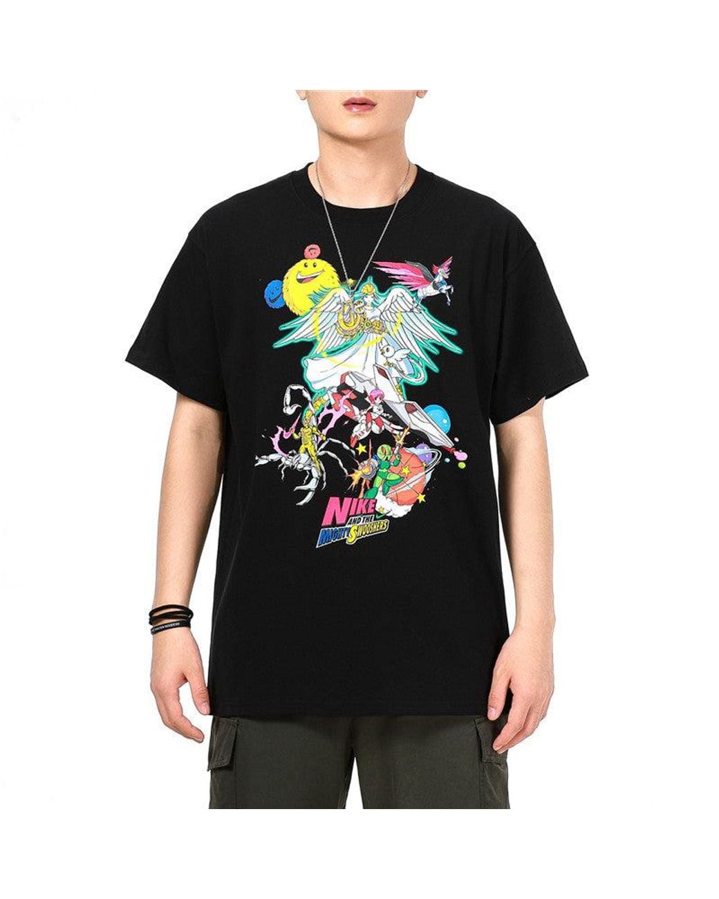 Nike Black Sports Running Casual Printing Round Neck Short Sleeve T-Shirt for men