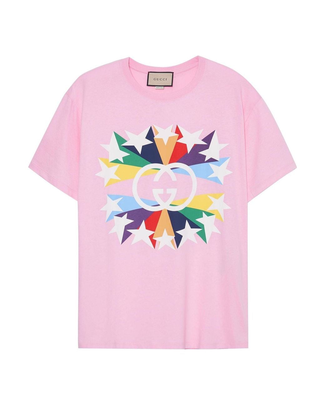Gucci Pink Ss21 G Printing Cotton Short Sleeve for men