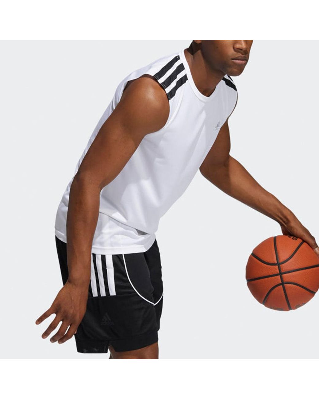 Adidas White All World Sl 2.0 Basketball Vest for men
