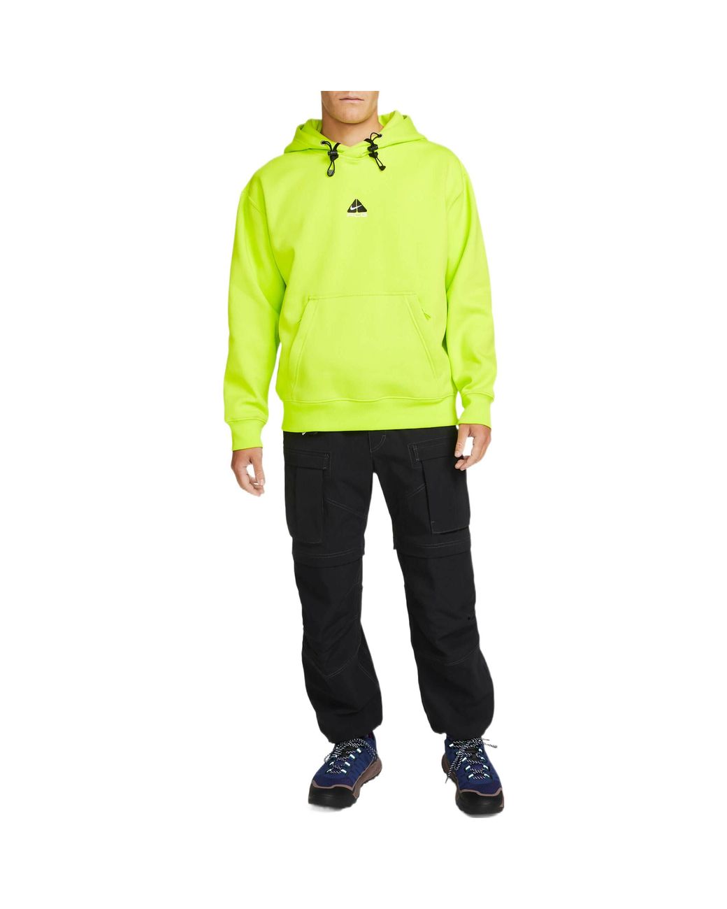 Nike Green Acg Therma-Fit Solid Color Logo Embroidered Hooded Long Sleeves Fluorescent for men