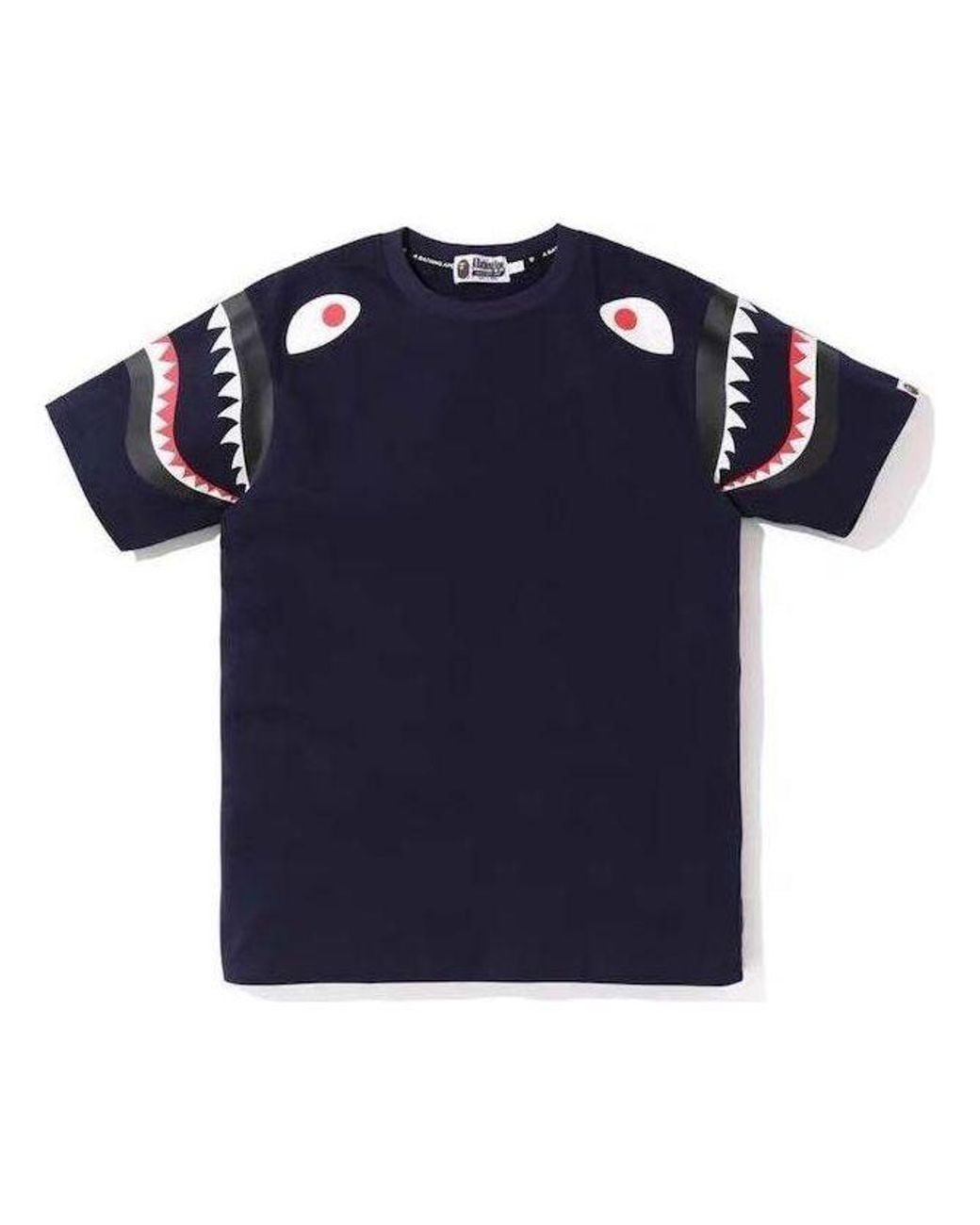 A Bathing Ape Blue Shark Printing Short Sleeve Tee