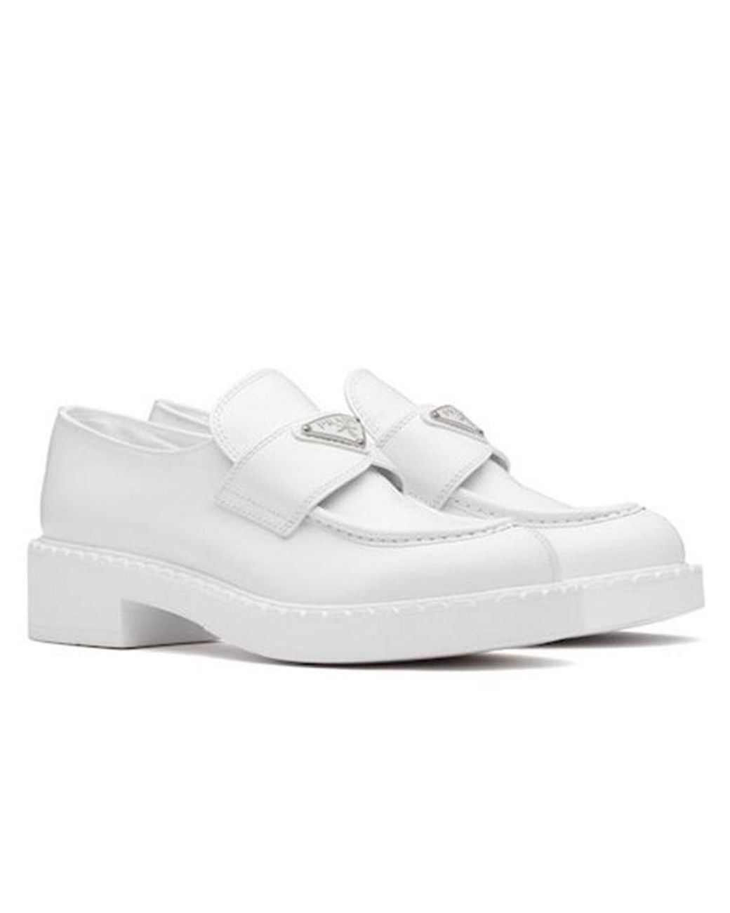 Prada White (Wmns) Leather Loafers