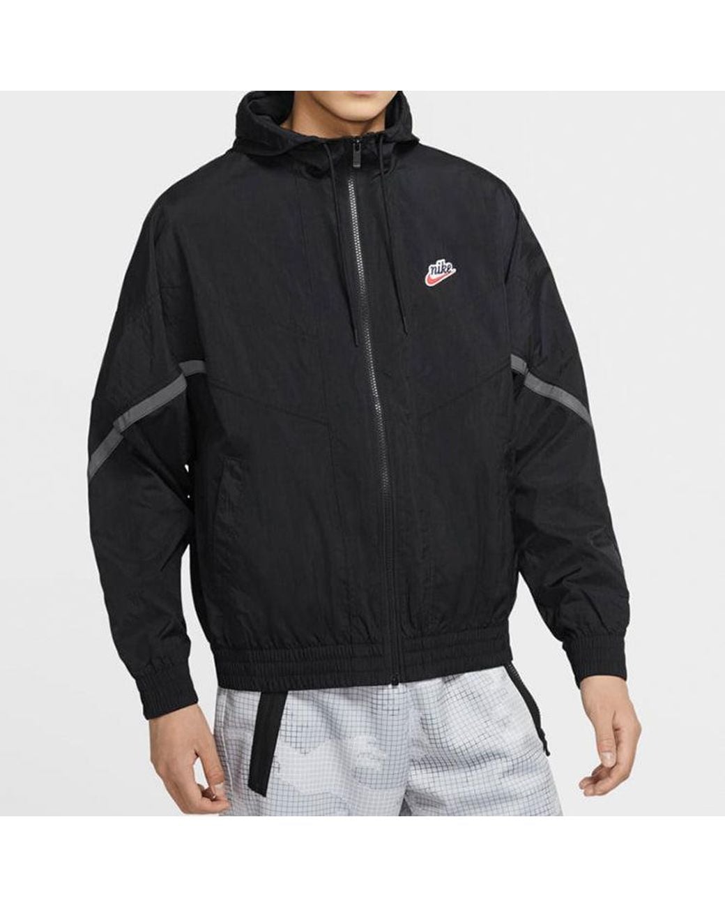 Nike Black Sportswear Windrunner+ Hooded Reflection Jacket for men