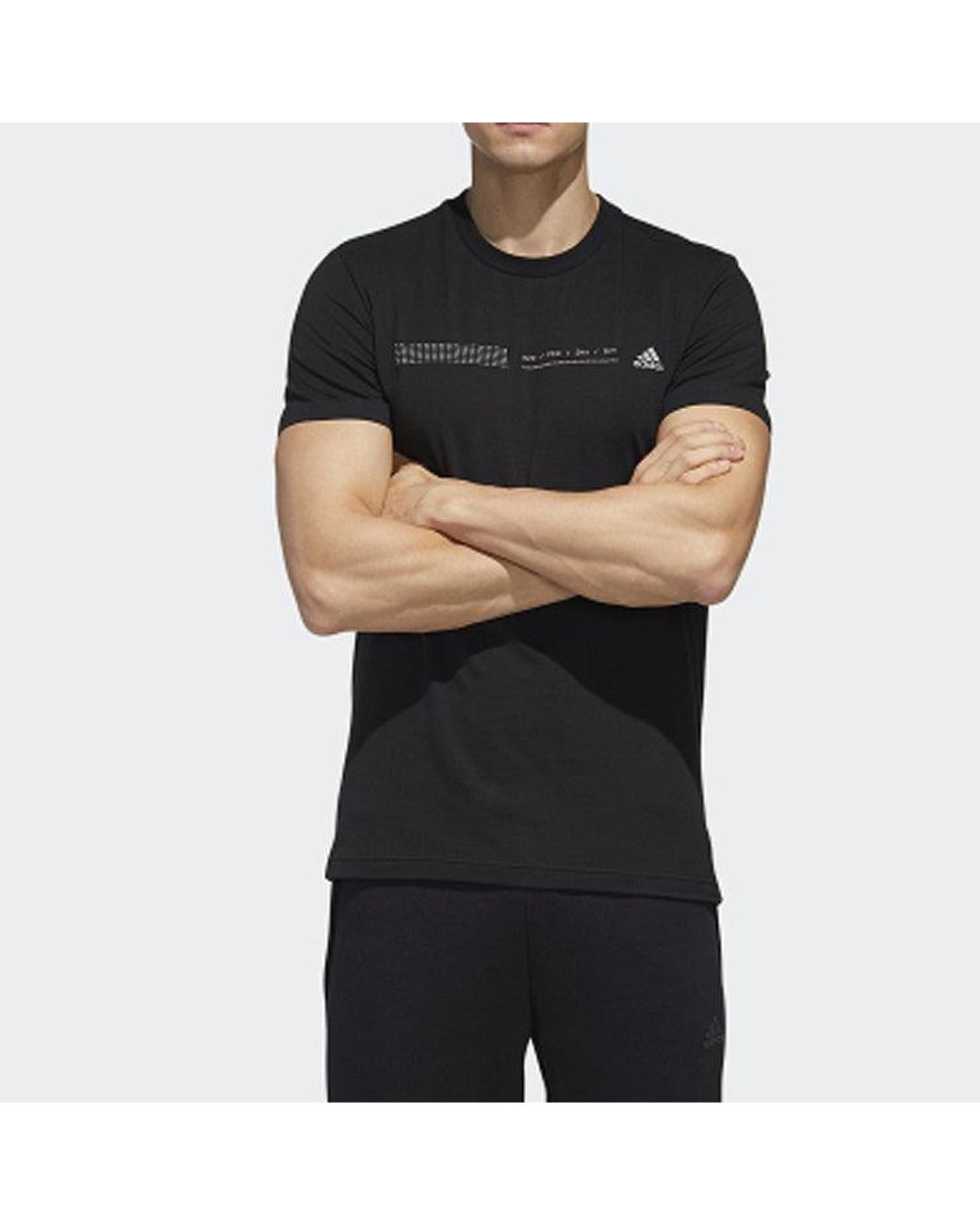 Adidas Black Minimalistic Logo Solid Color Short Sleeve for men