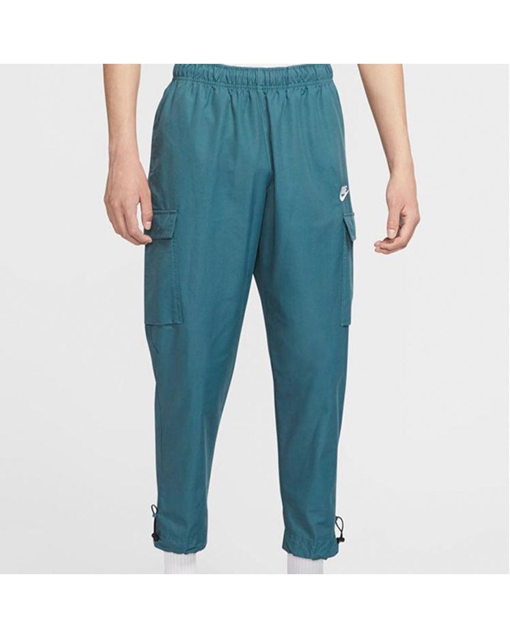 Nike Blue Sportswear Logo Small Label Embroidered Woven Cargo Long Pants for men