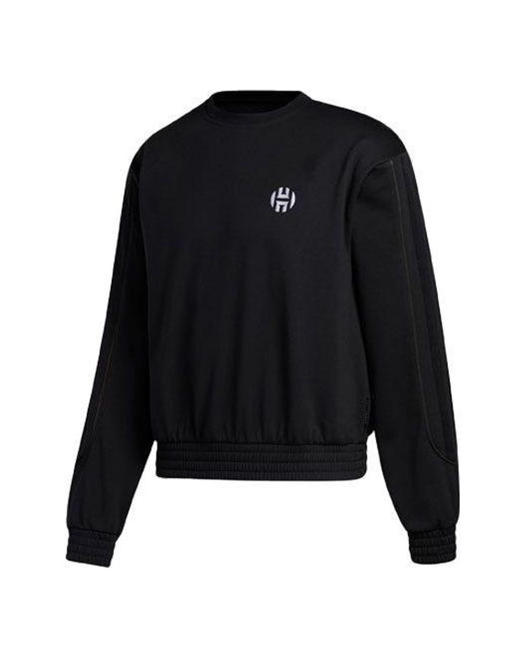 Adidas Black Hrd Fleece Crew Basketball Sports Pattern Round Neck Pullover for men