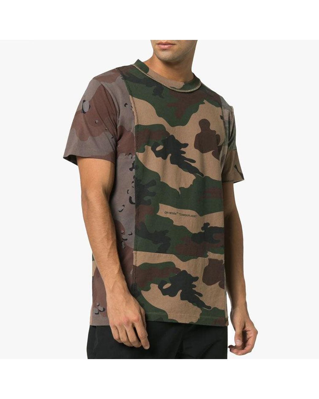 Off-White c/o Virgil Abloh Green Reconstructured Camo Short Sleeve for men