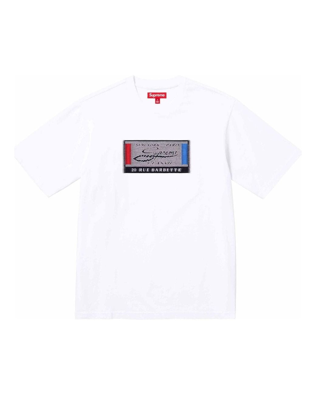 Supreme White Intarsia Label T-Shirt for men