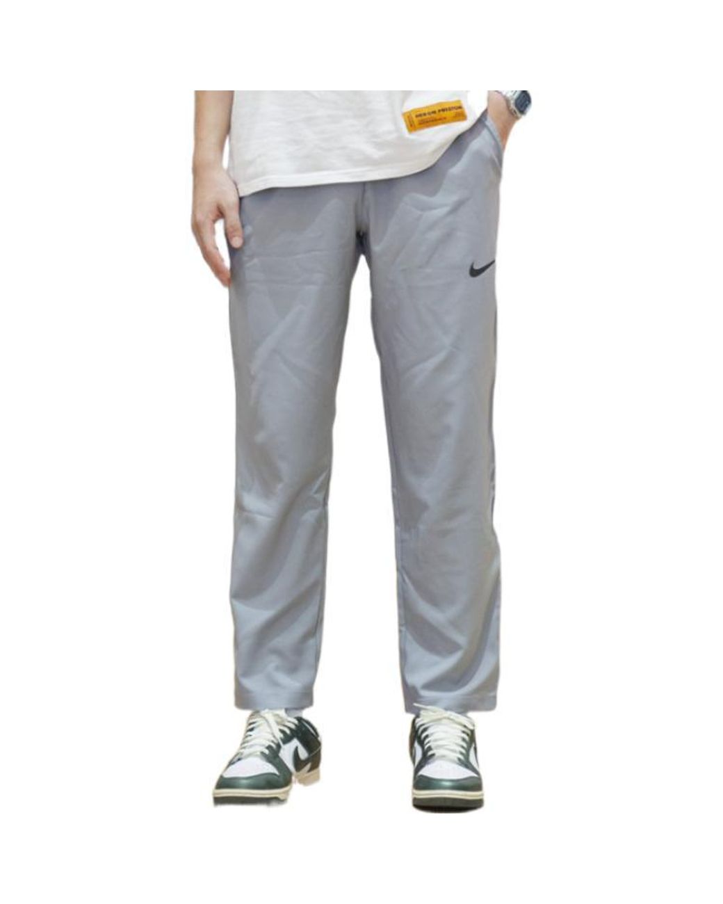 Nike Gray Dri-Fit Solid Color Logo Straight Breathable Sports Pants/Trousers/Joggers for men