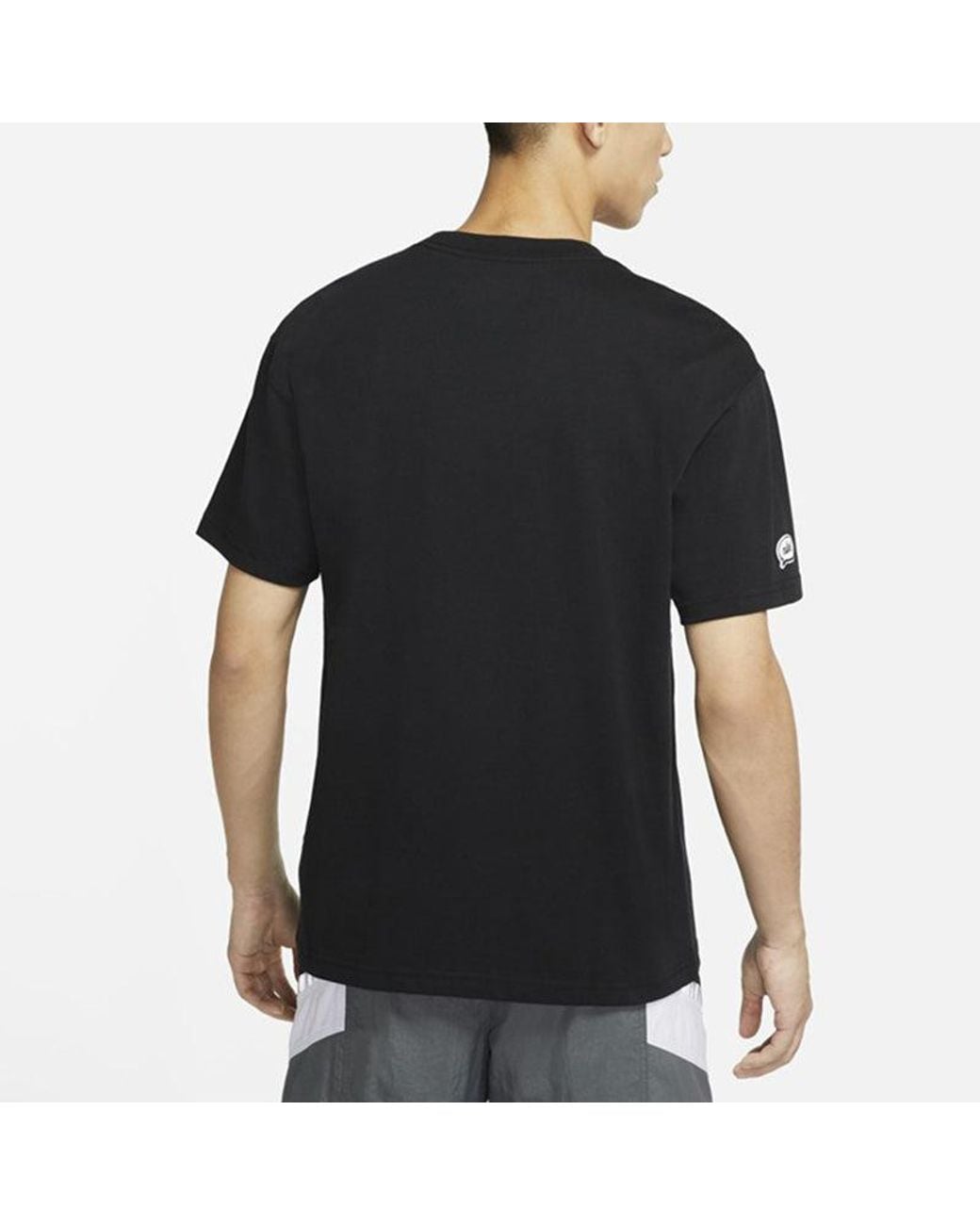 Nike Black Sportswear Max 90 Embroidered Sports Round Neck Short Sleeve for men