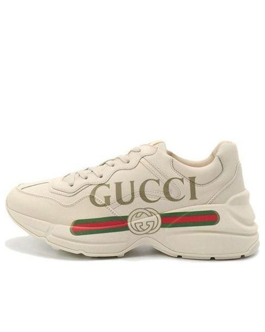 Gucci White (Wmns) Rhyton Leather Sneaker 'Logo'