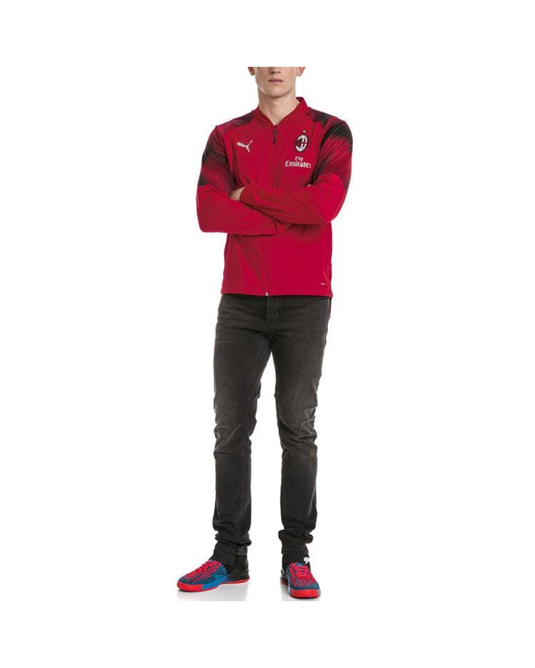 PUMA Red Jersey Ac Milan Stadium Poly Jacket for men