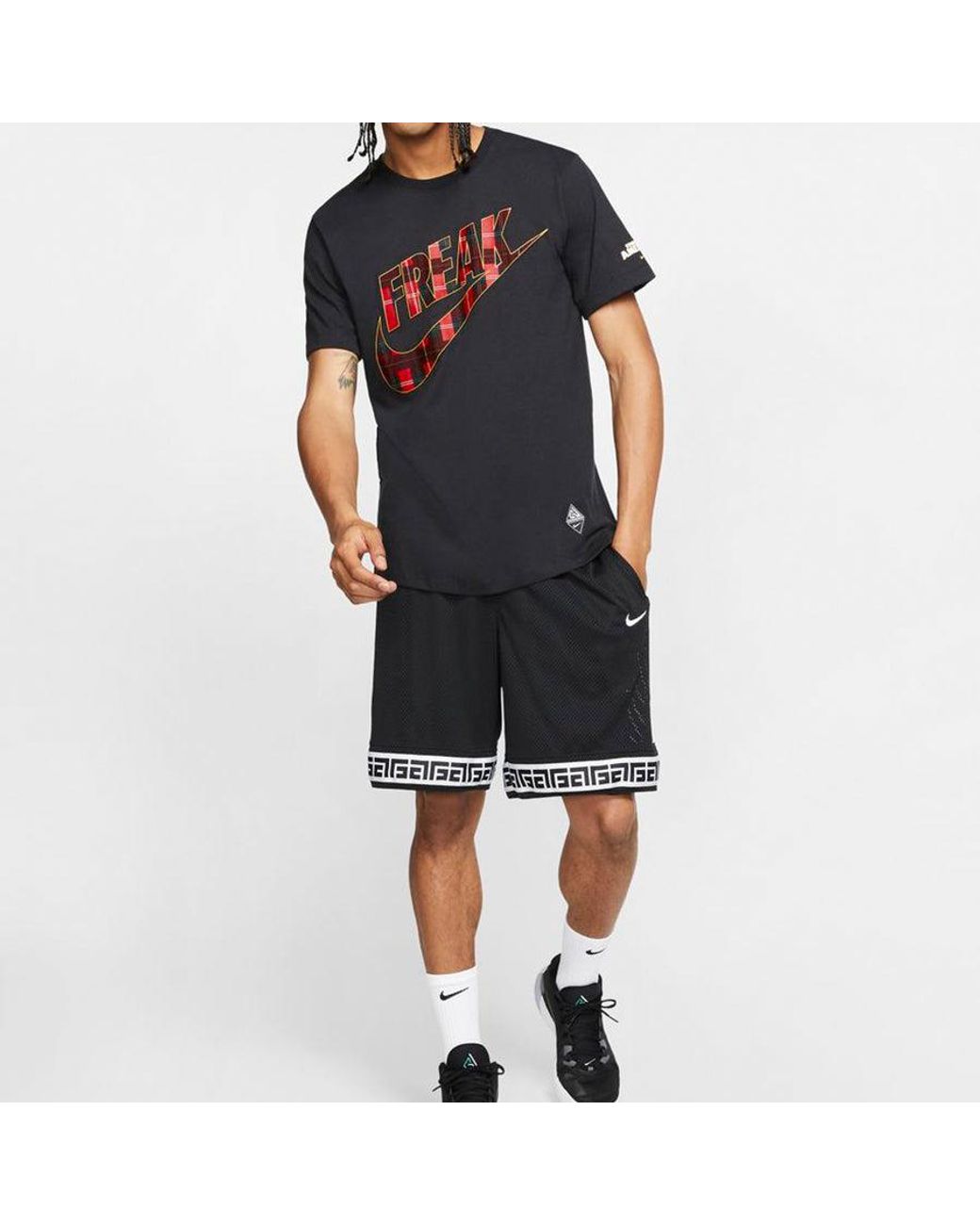 Nike Black Giannis Swoosh Freak Logo T-Shirt for men