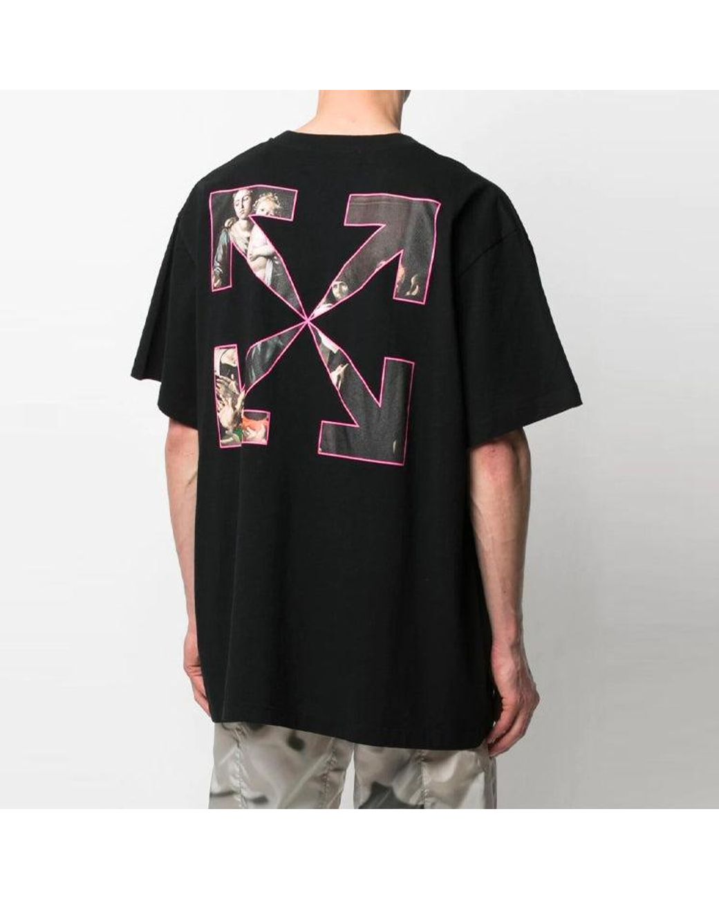 Off-White c/o Virgil Abloh Black Pattern Arrow Printing Loose Fit Short Sleeve for men