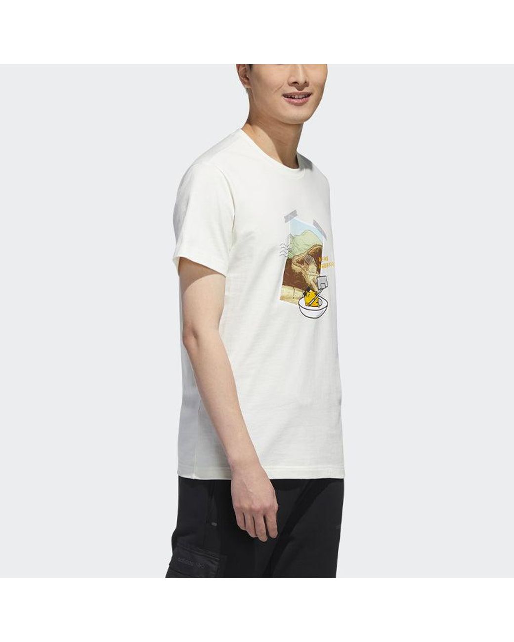 Adidas White Neo X M Gdtm Tee Crossover Printing Round Neck Sports Short Sleeve for men