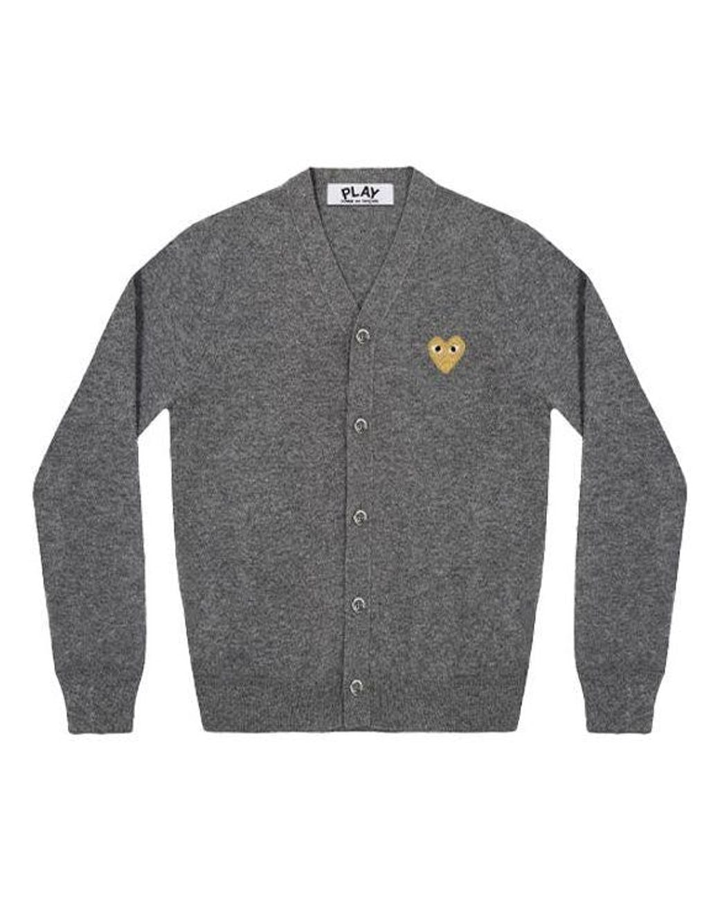 COMME DES GARÇONS PLAY Gray Kint Cardigan Emblem for men