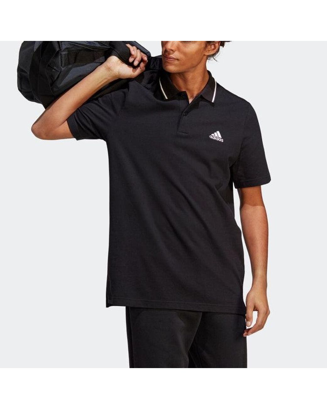 Adidas S Aeroready Essentials Pique Small Logo Polo Shirt Black Small for men