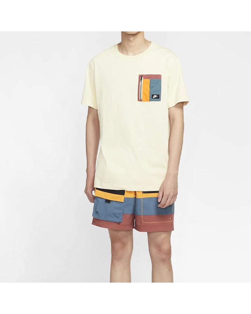 Nike White Sportswear Zipper Pocket Design Short Sleeve for men