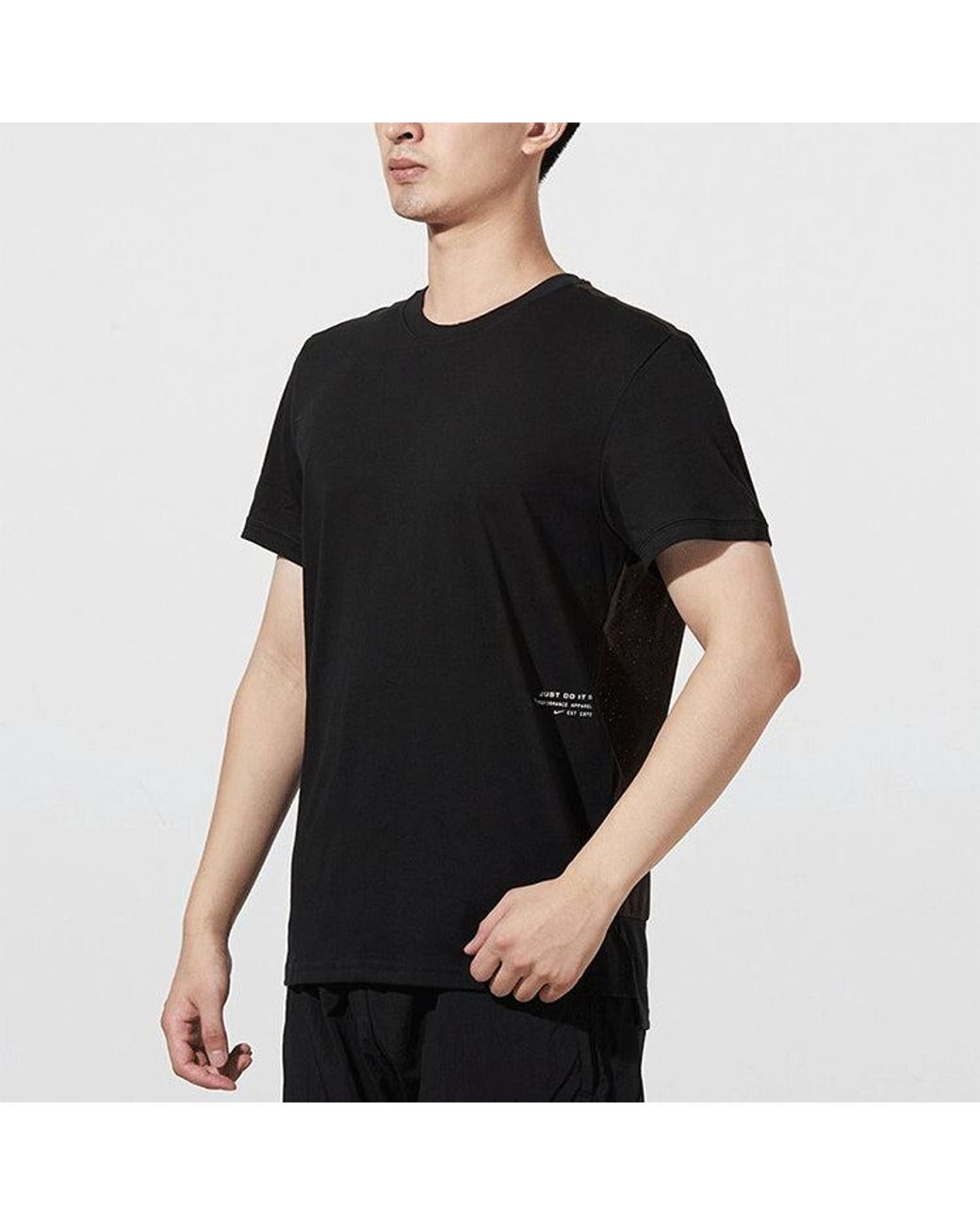 Nike Black Dri-Fit Running Training Quick Dry Breathable Round Neck Short Sleeve for men