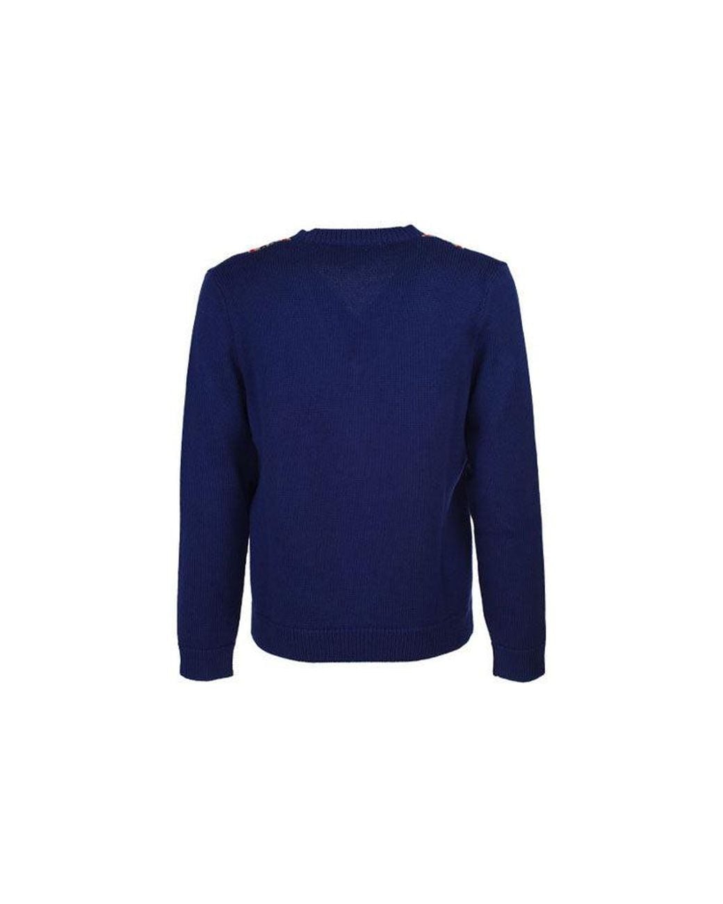 Gucci Blue Gg V-Neck Wool Sweater
