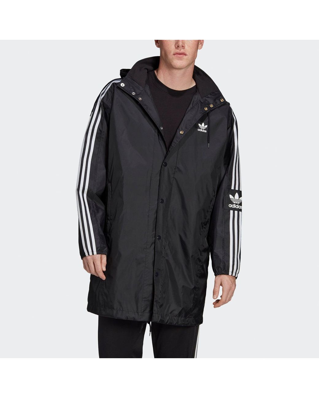 Adidas Blue Originals Back Logo Printed Hooded Casual Windbreaker for men