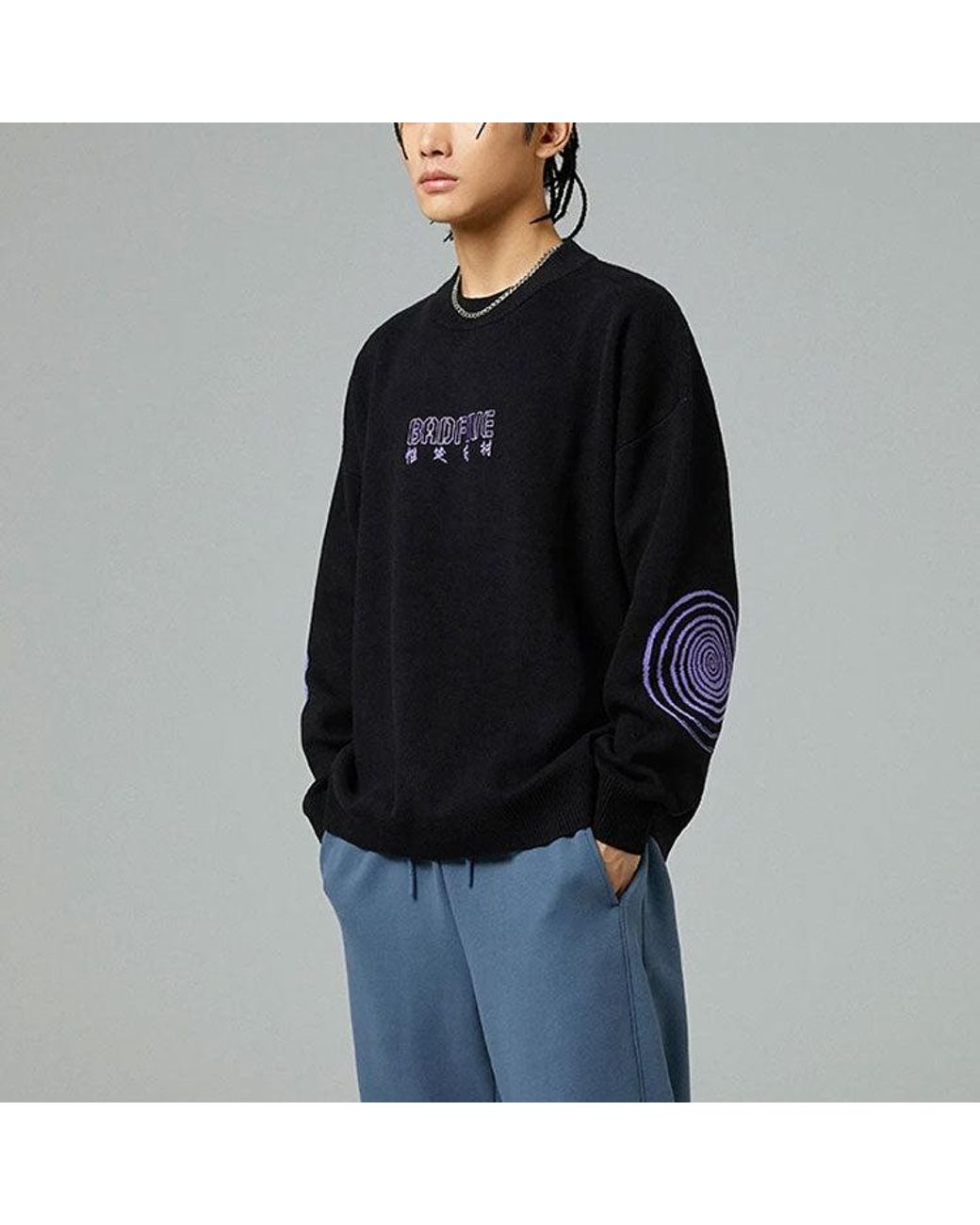 Li-ning Black Badfive Graphic Knit Sweater for men
