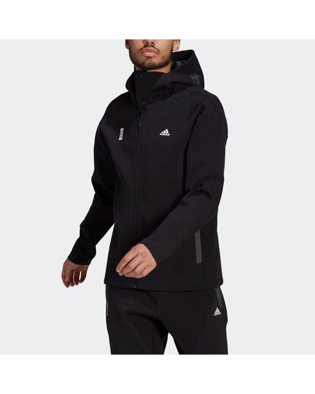 Adidas Black Wj Jkt Warm Casual Sports Hooded Jacket for men