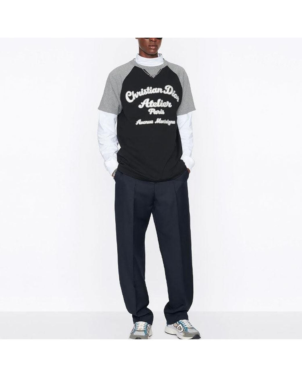 Dior Black Ss22 Alphabet Pattern Loose Short Sleeve T-Shirt for men