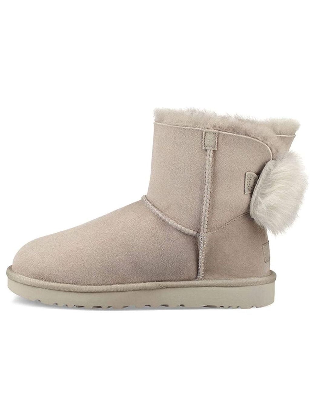 Ugg Gray Fluff Bow Mini Fleece Lined Light