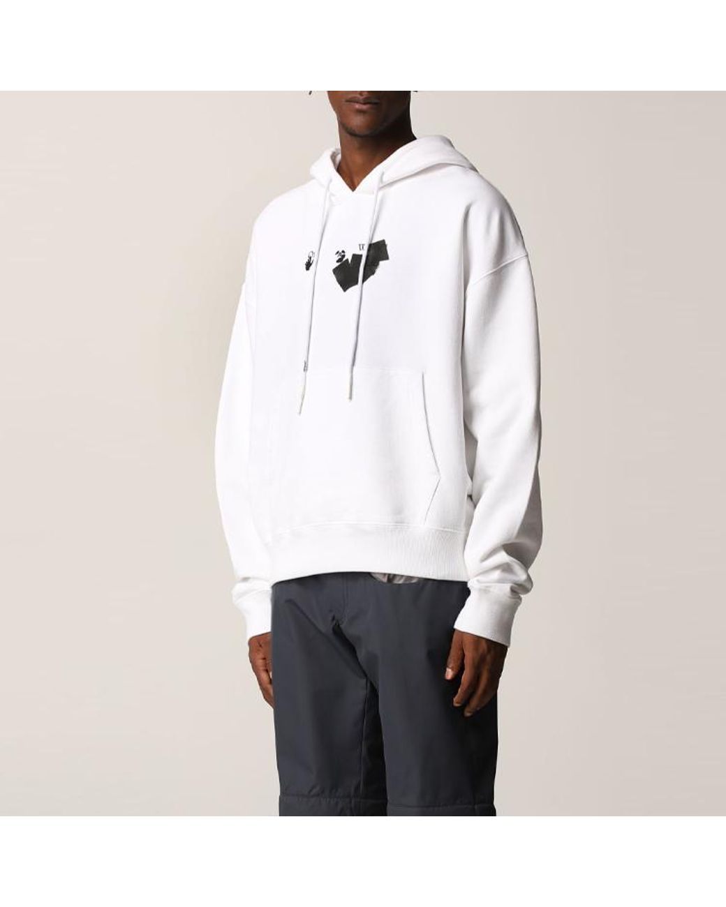 Off-White c/o Virgil Abloh White Fw21 Logo Printing Pullover Loose Version for men