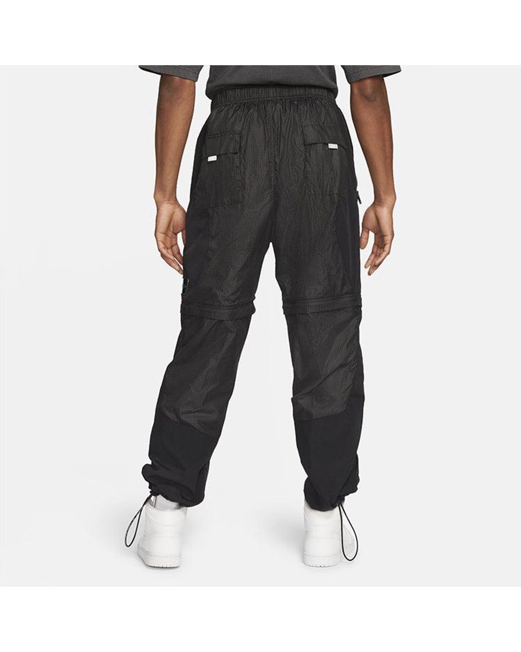 Nike Gray 23 Engineered Convertible 2-In-1 Removable Checkered Sports Trousers For for men