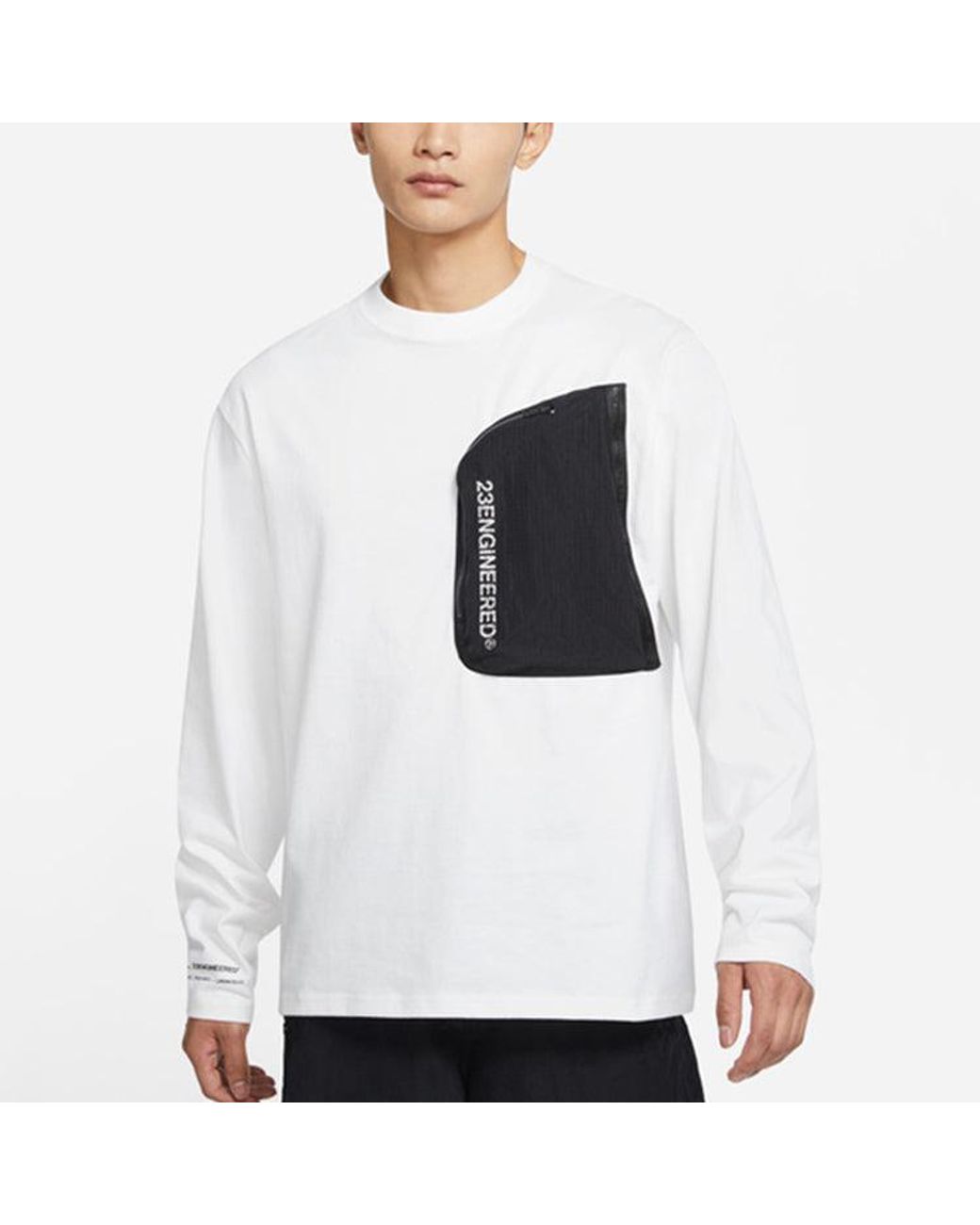 Nike White Splicing Pocket Reflective Printing Round Neck Pullover T-Shirt for men