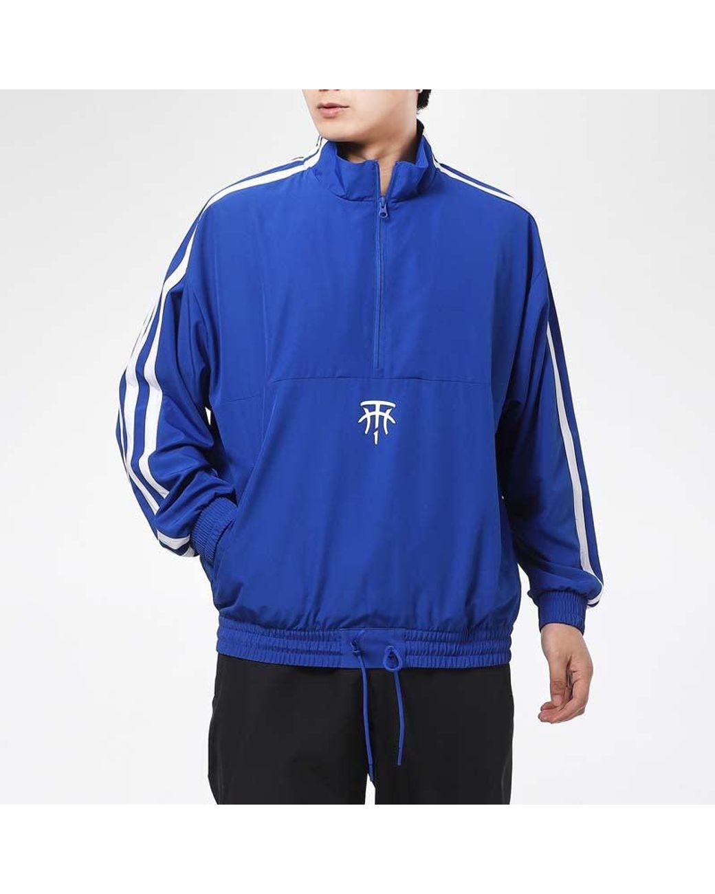 Adidas Blue T-Mac Classic Stripes Logo Half-Zipped Sports Jacket for men