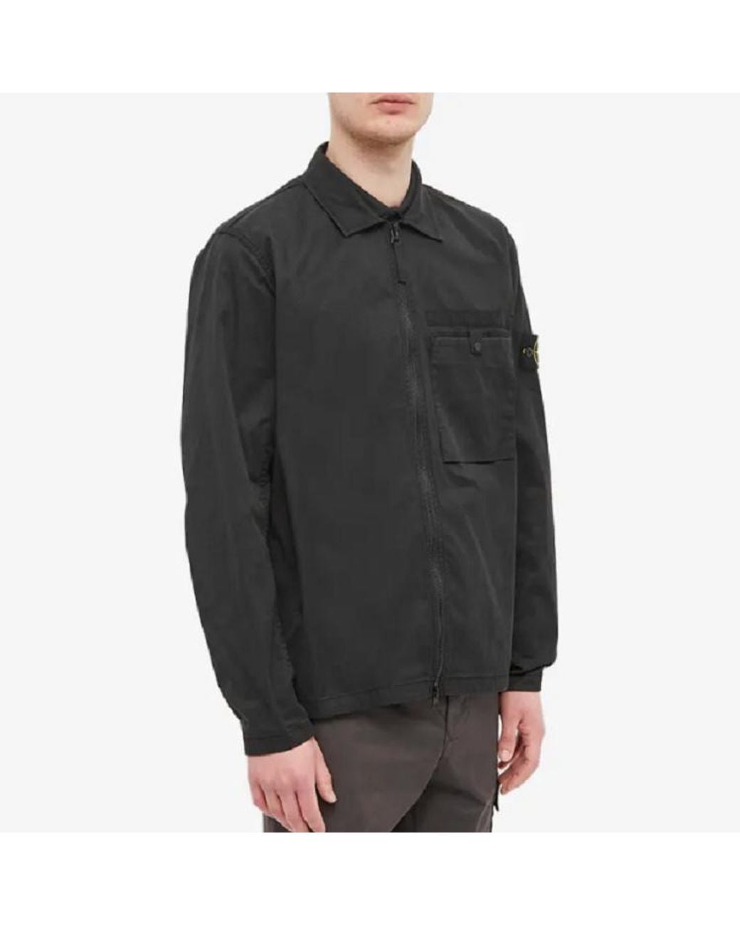 Stone Island Black Supima Cotton Shirt Jacket for men