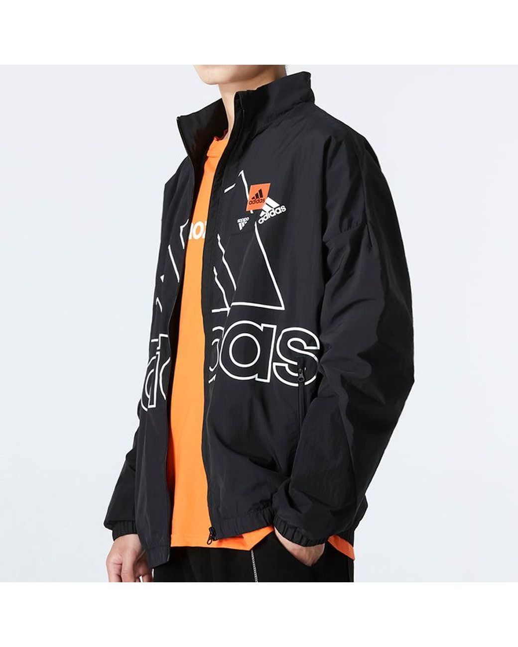 Adidas Blue Mh Bp3 Wvjkt Large Logo Athleisure Casual Sports Woven Jacket Autumn for men