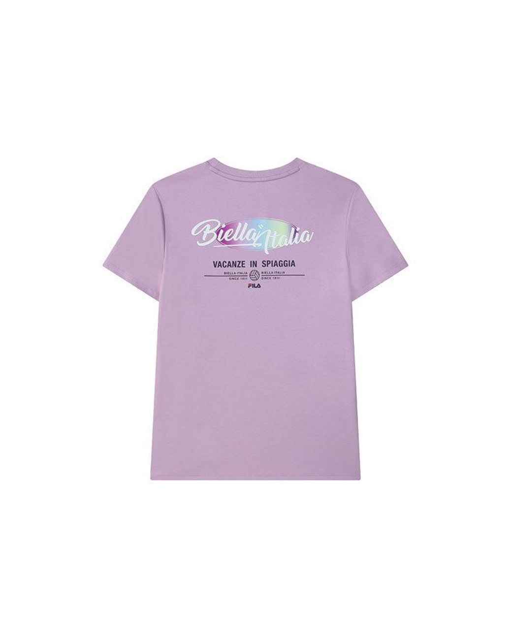 Fila Purple (Wmns) Logo Printing Casual Sports Short Sleeve
