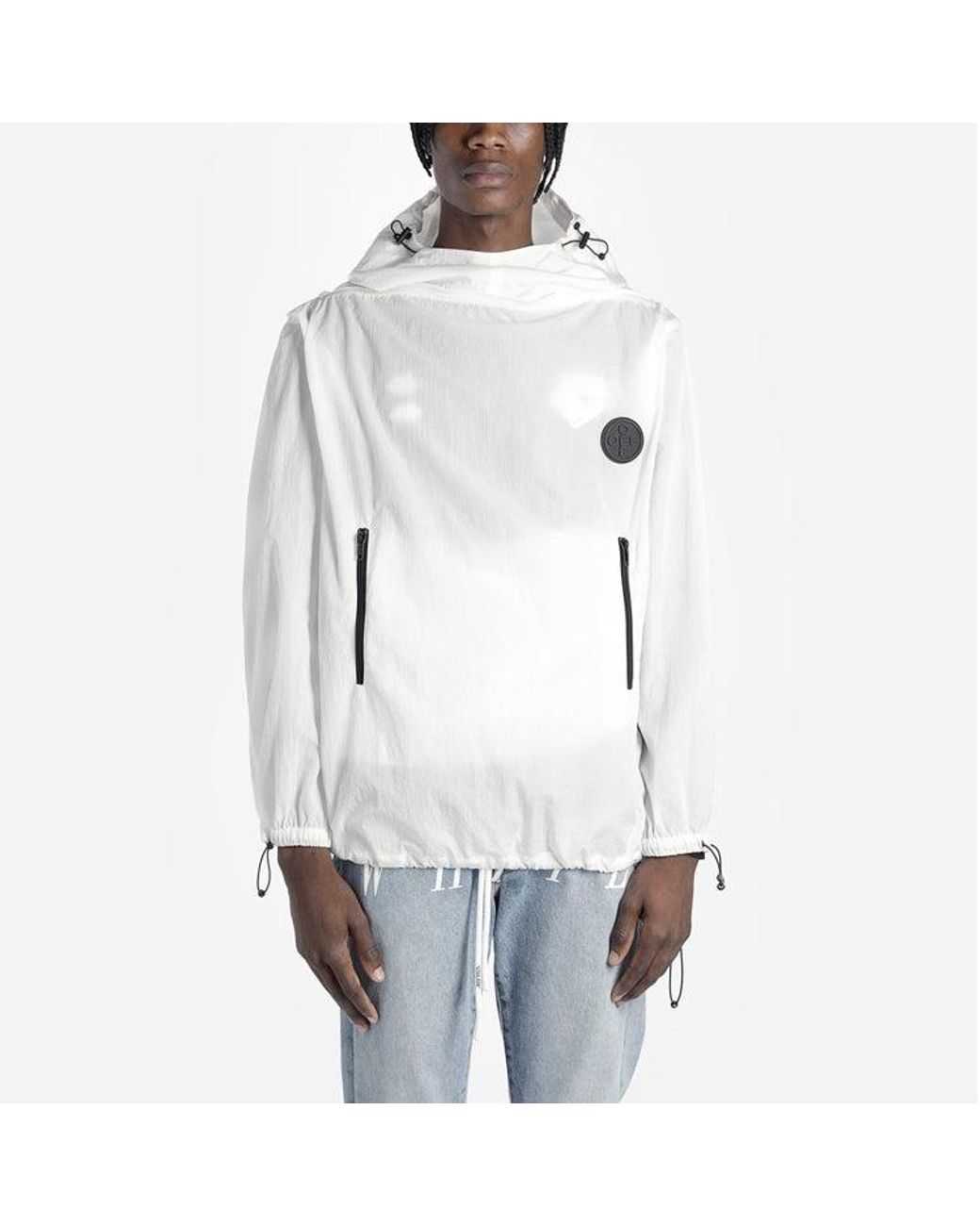 Off-White c/o Virgil Abloh Black Fw19 Printing Pullover Hooded Jacket for men
