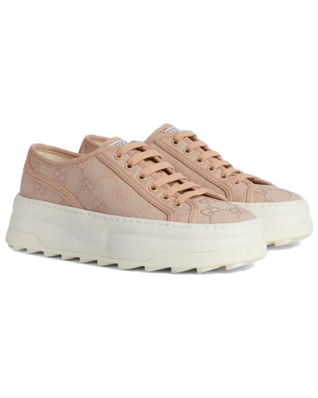 Gucci Pink (Wmns) Gg Leather Sneakers 'Neutral'